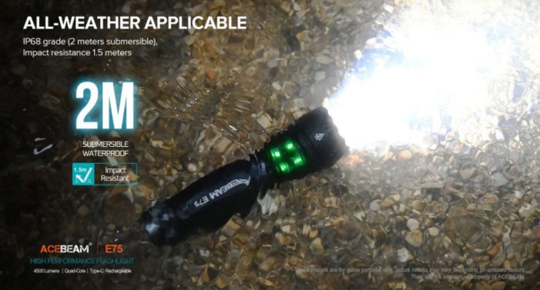 Acebeam E75 6500K Cool White LED 4500 Lumens USB Rechargeable EDC Flashlight