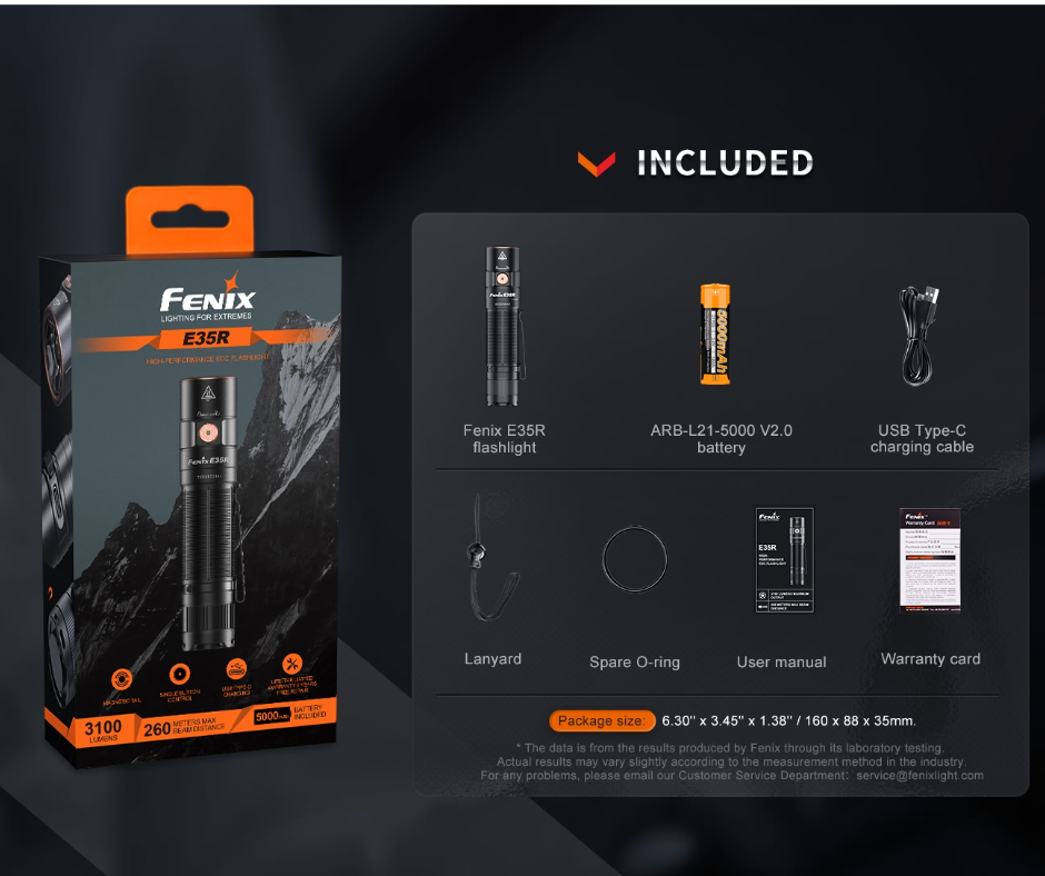 Fenix E35R Luminus SST70 CW LED 3100L Rechargeable Flashlight