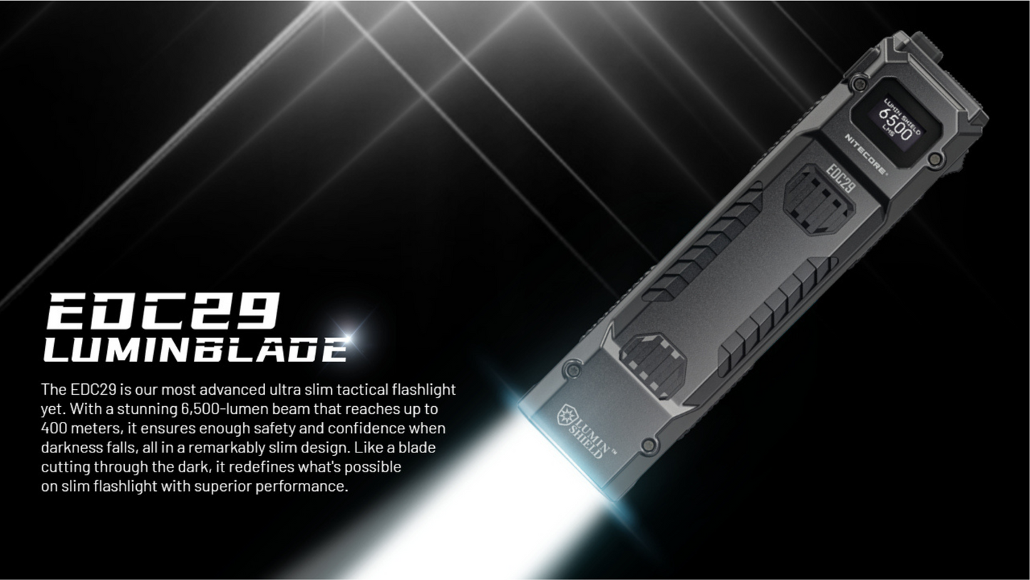 Nitecore EDC29 NiteLab UHi2 20 MAX LED 6500L Ultra Slim High Performance EDC Rechargeable Flashlight