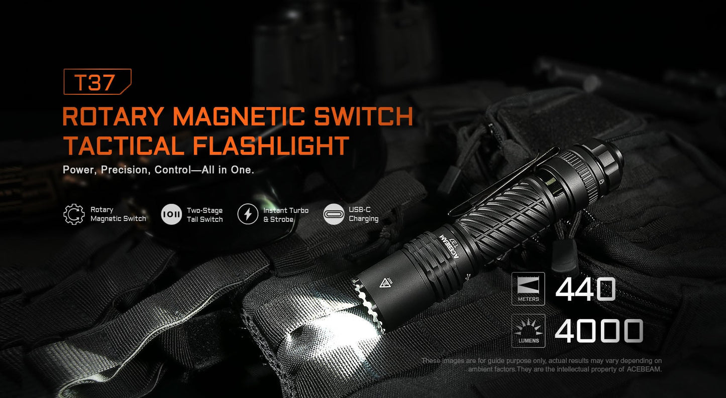 Acebeam T37 Luminus SFT-90X LED 4000L CW Rechargeable Flashlight