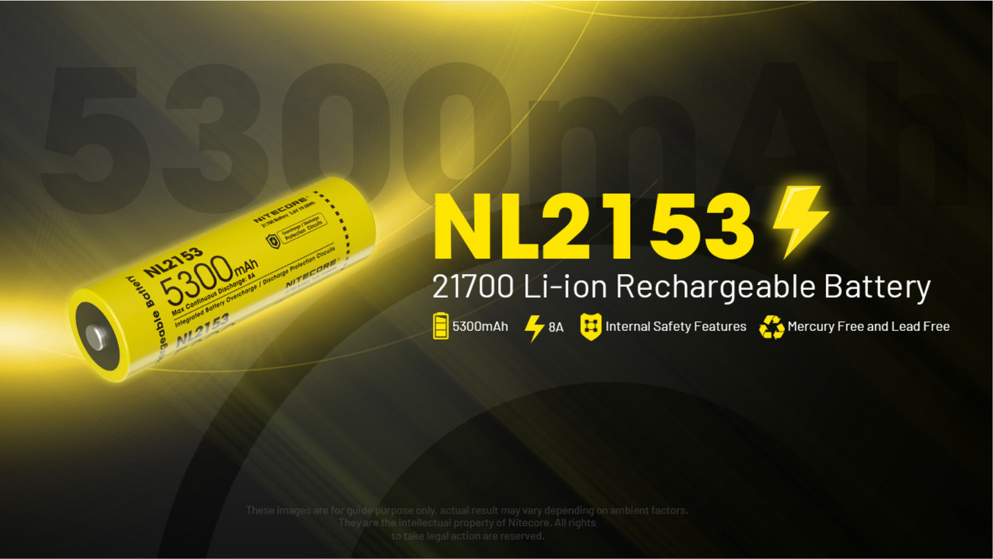 Nitecore 21700 5300mAh 8A 3.6V Rechargeable Li-ion Battery NL2153