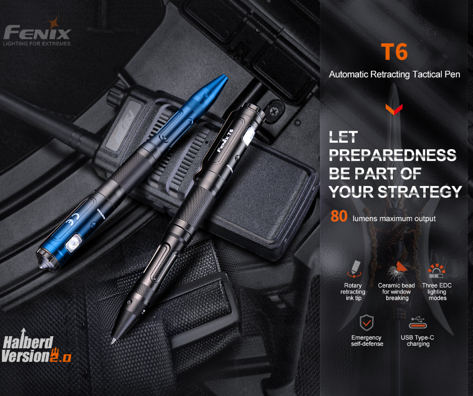 Fenix T6 80L LED Rechargeable Automatic Contractive Pen