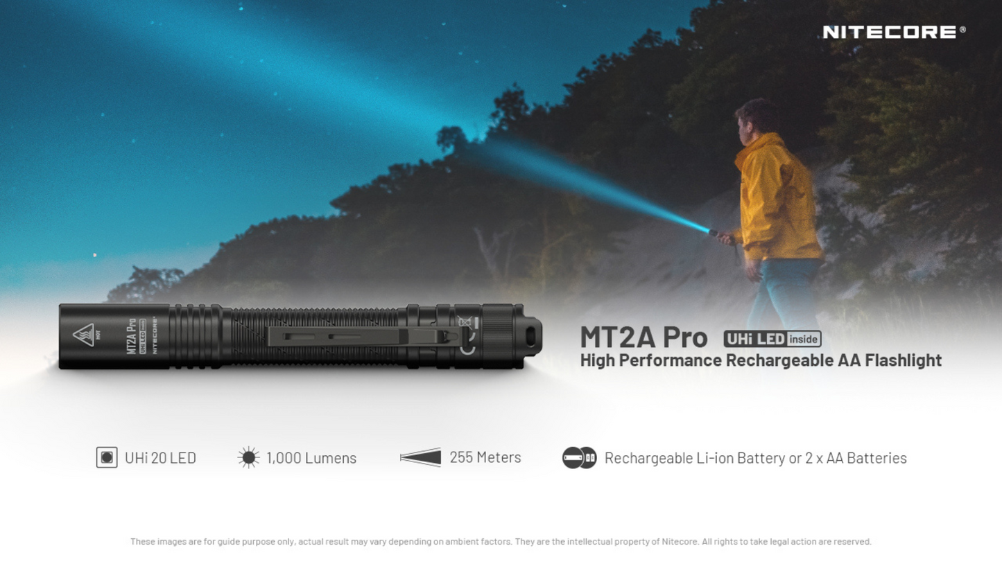 Nitecore MT2A Pro NiteLab UHi 20 LED CW 1000L USB Rechargeable Flashlight