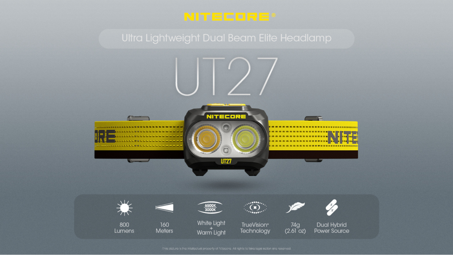 Nitecore UT27 800Lumens Rechargeable Headlamp (Pro Package)