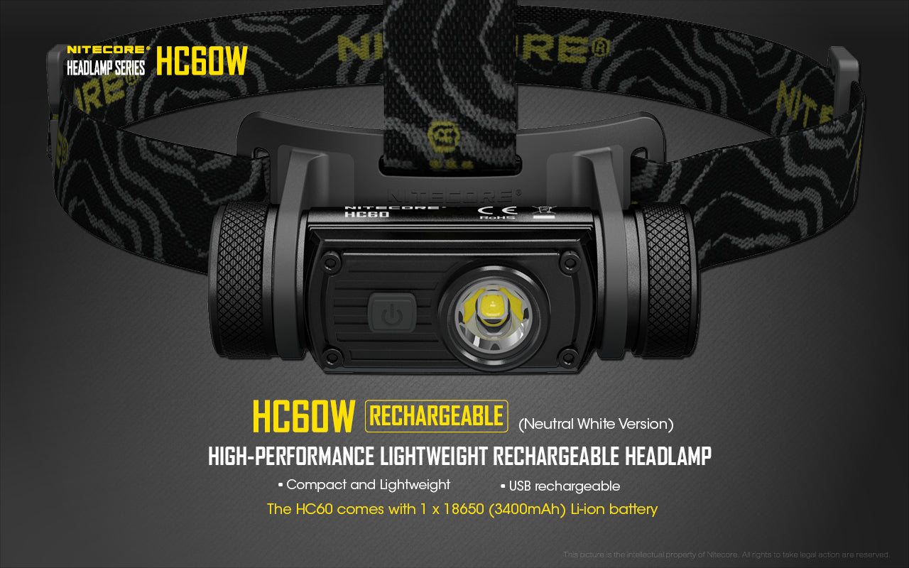 Nitecore HC60W V2 OSRAM P9 NW LED 1200 Lumens Rechargeable Headlamp