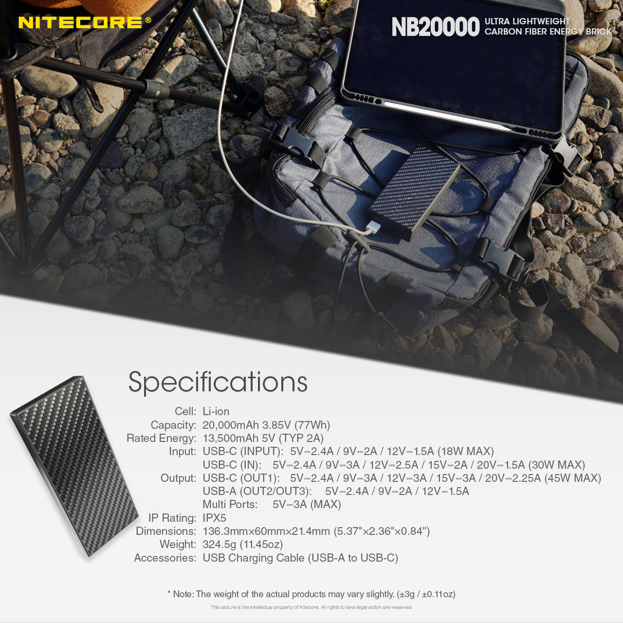 Nitecore NB20000 Quick-Charge & Power Delivery USB-A/USB-C 20000mAh Power Bank