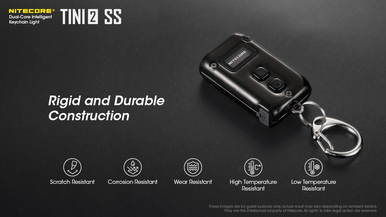Nitecore TINI 2 Stainless Steel  500Lumens Rechargeable Keychain Flashlight