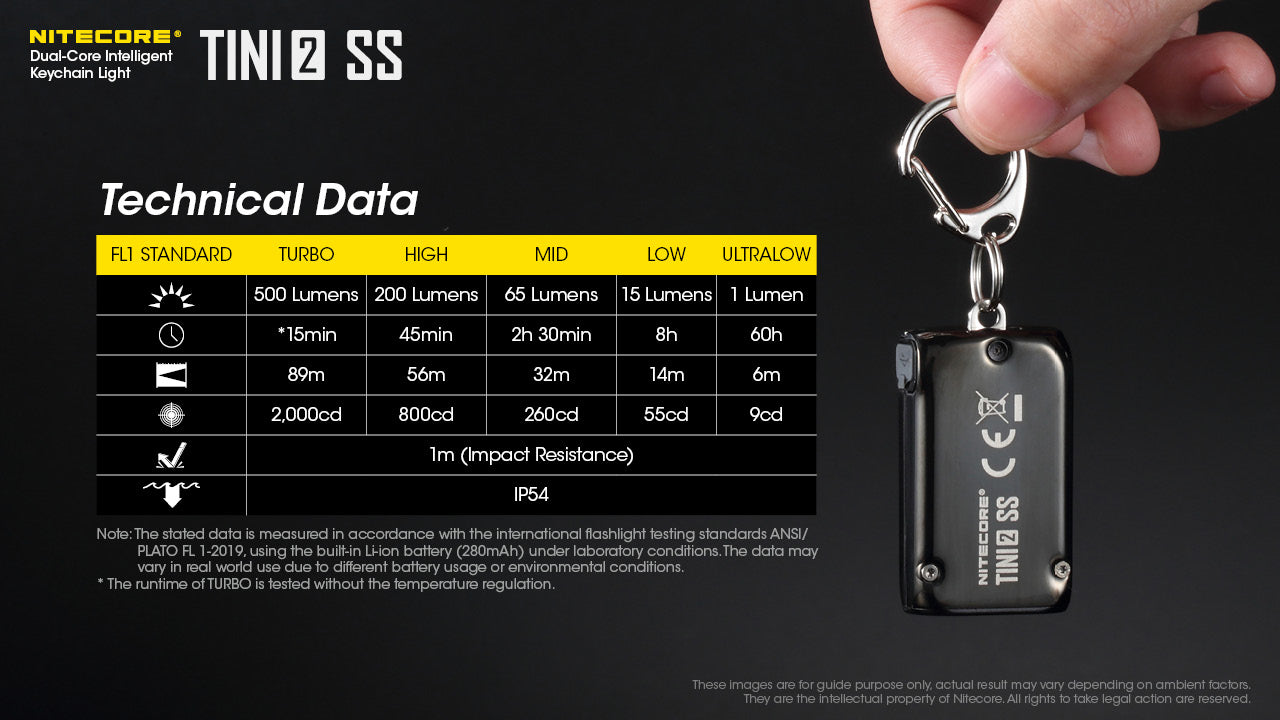 Nitecore TINI 2 Stainless Steel  500Lumens Rechargeable Keychain Flashlight