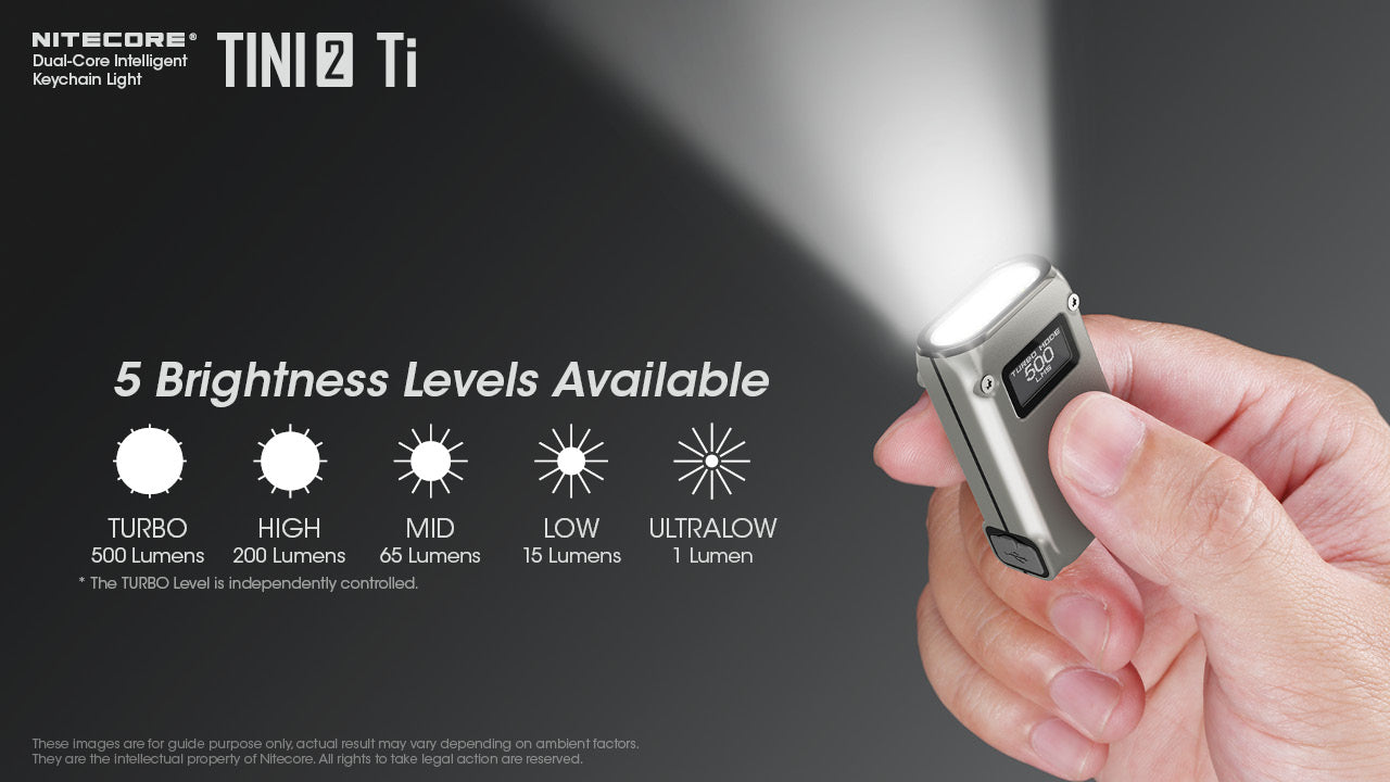 Nitecore TINI 2 TI Titanium 500 Lumens Rechargeable Keychain Flashlight