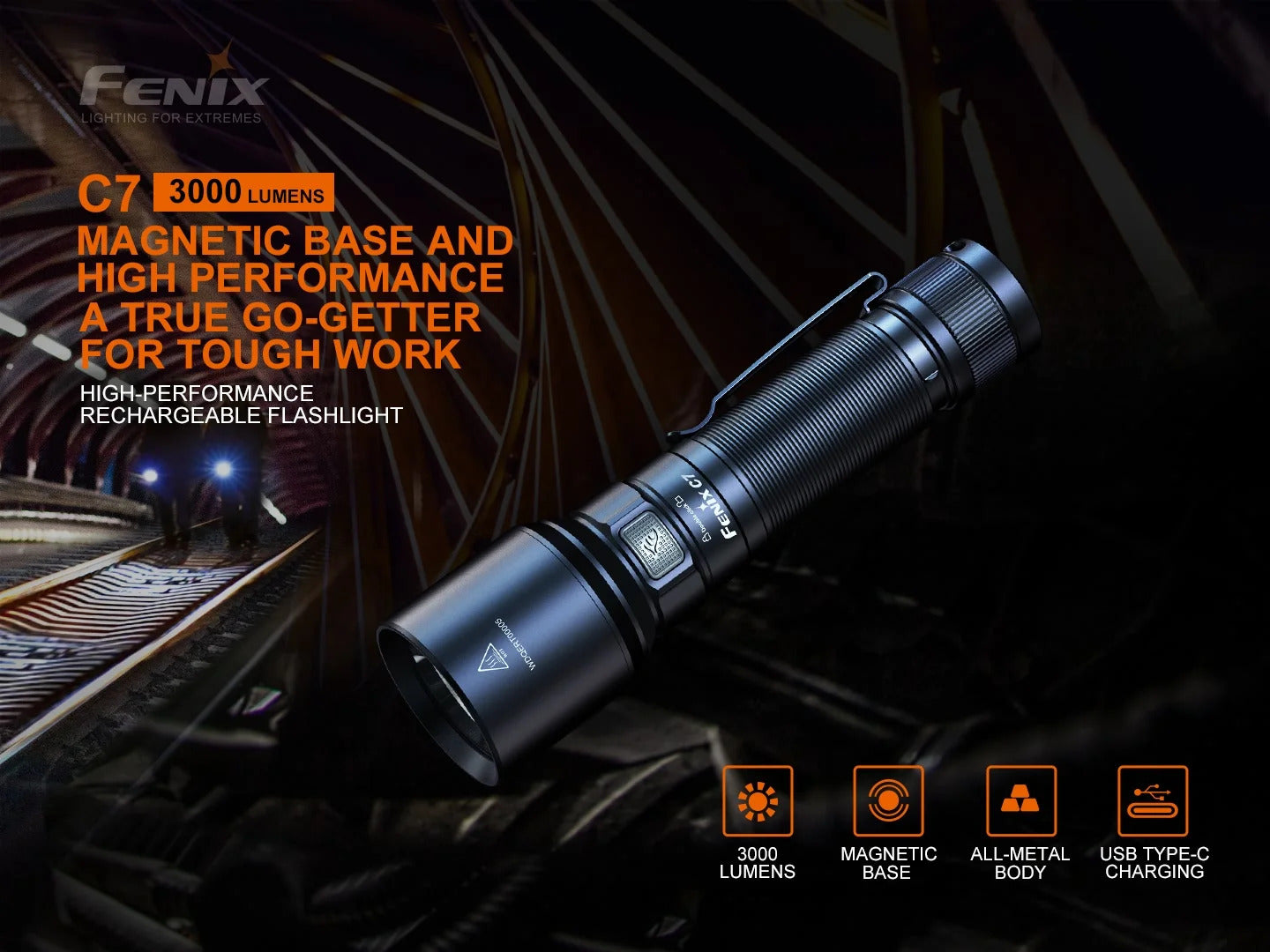 Fenix C7 V2.0 Luminus SFT70 Gen2 LED 3300L Rechargeable Flashlight