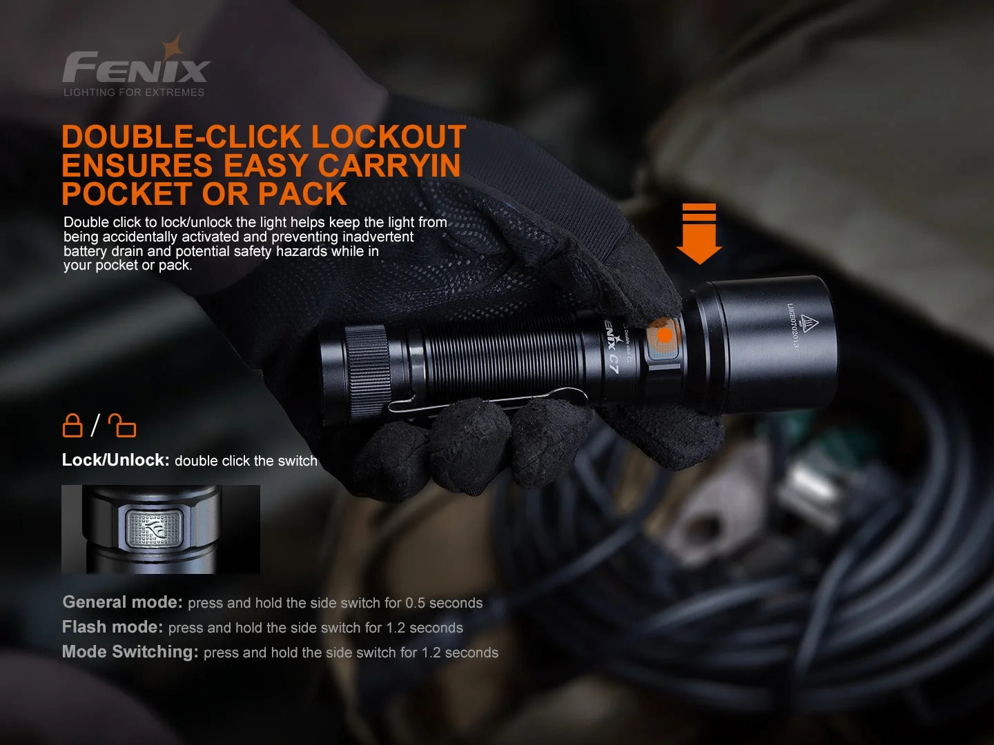 Fenix C7 V2.0 Luminus SFT70 Gen2 LED 3300L Rechargeable Flashlight