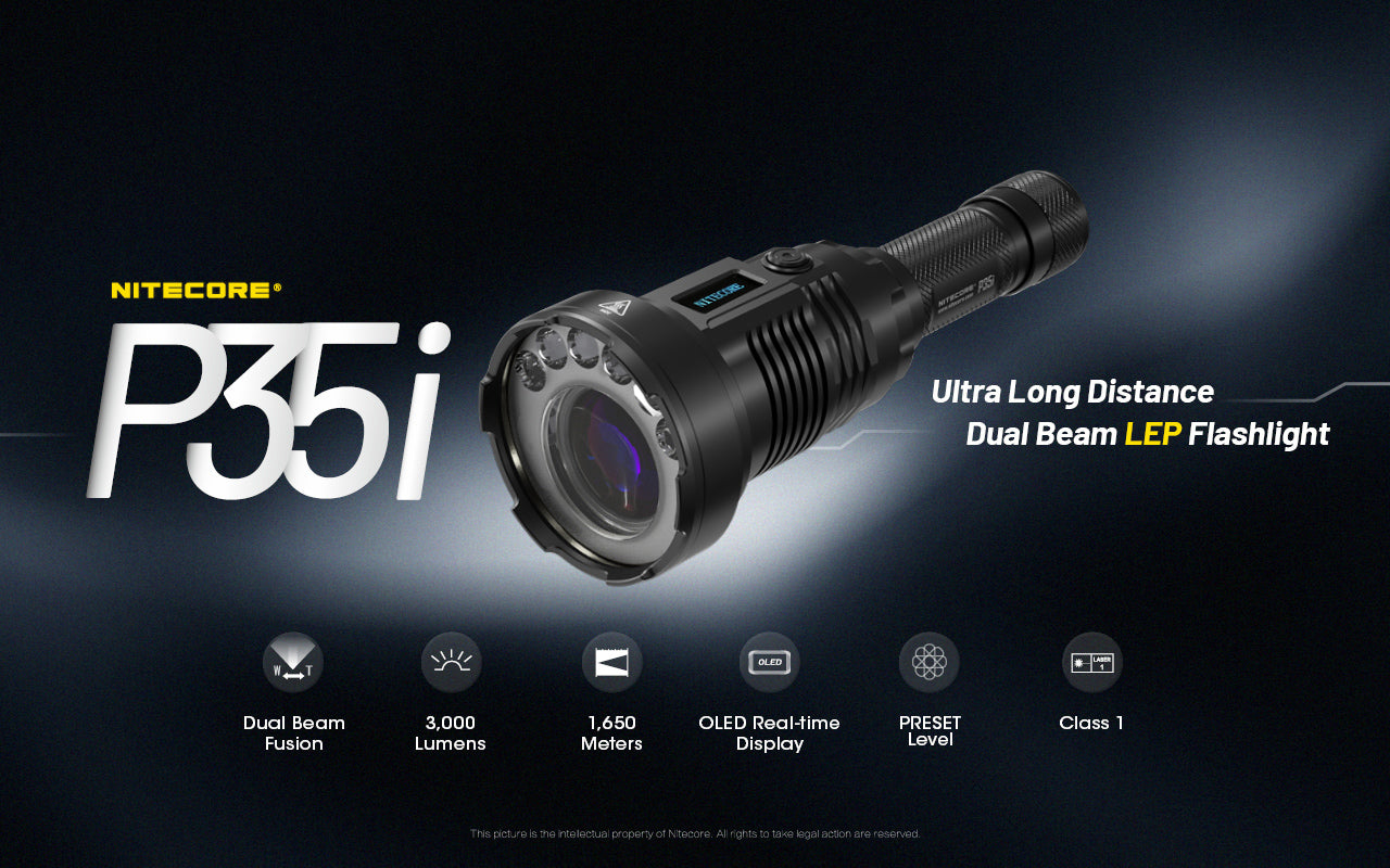 Nitecore P35i Class 1 LEP Spotlight & CREE XP-G3 LED Floodlight 3000L Rechargeable Flashlight