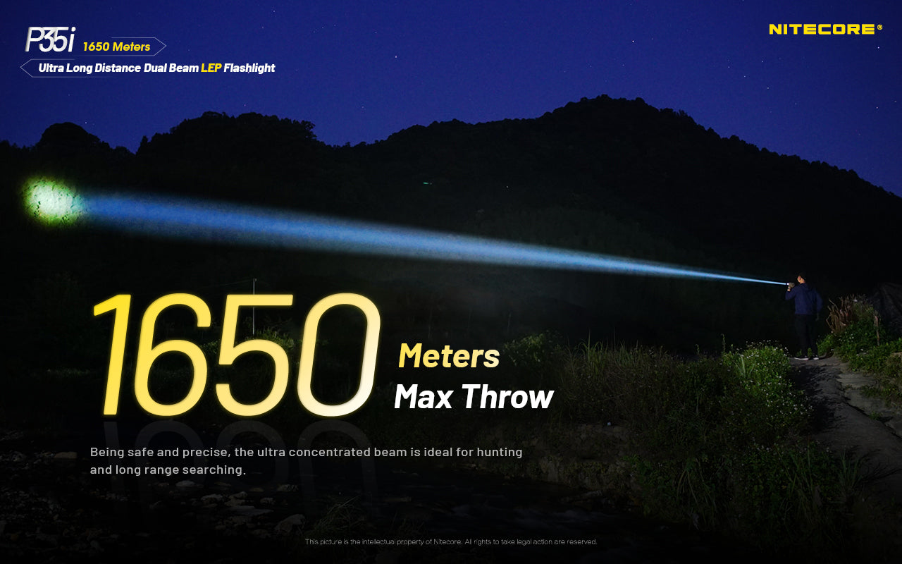 Nitecore P35i Class 1 LEP Spotlight & CREE XP-G3 LED Floodlight 3000L Rechargeable Flashlight