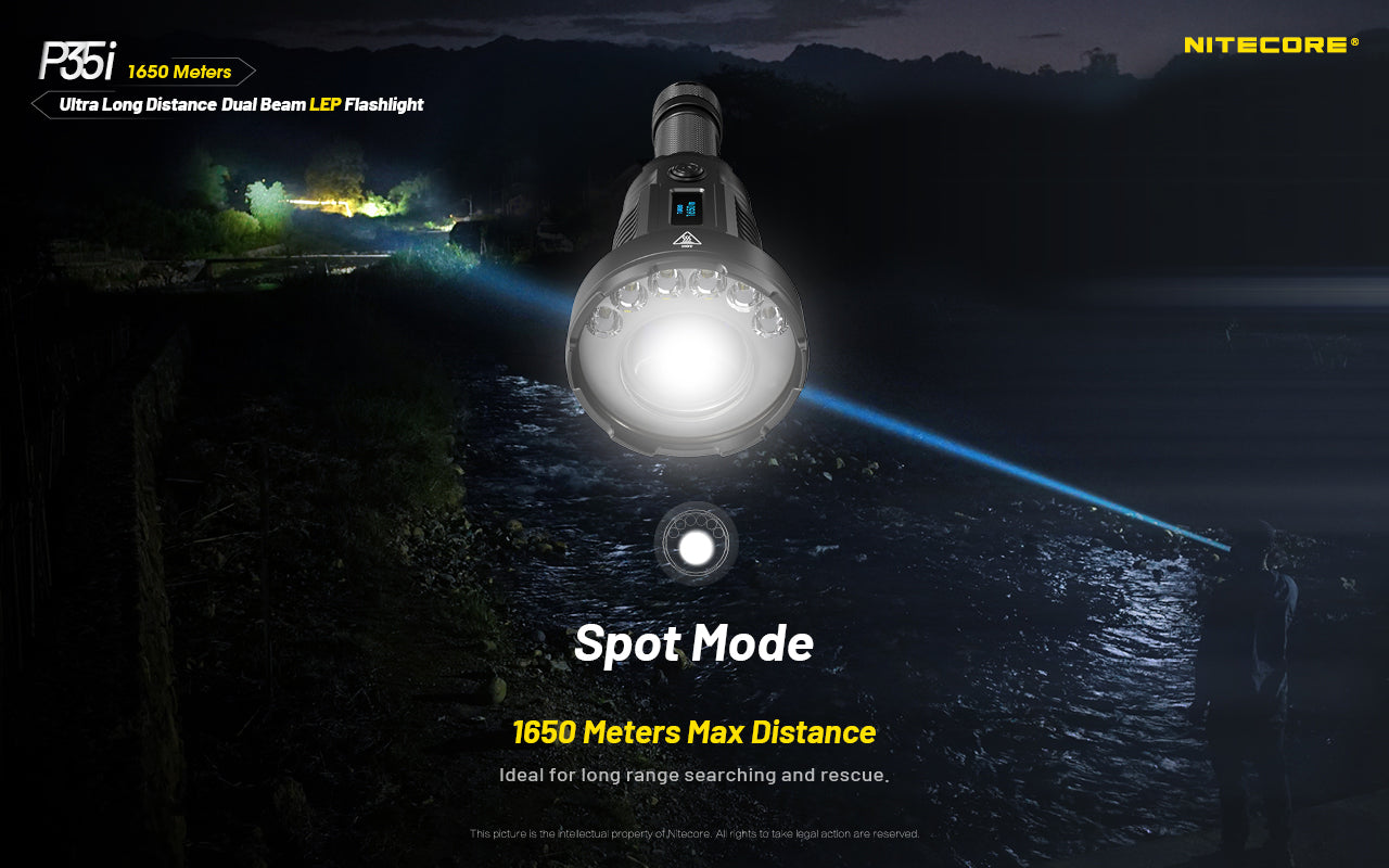 Nitecore P35i Class 1 LEP Spotlight & CREE XP-G3 LED Floodlight 3000L Rechargeable Flashlight