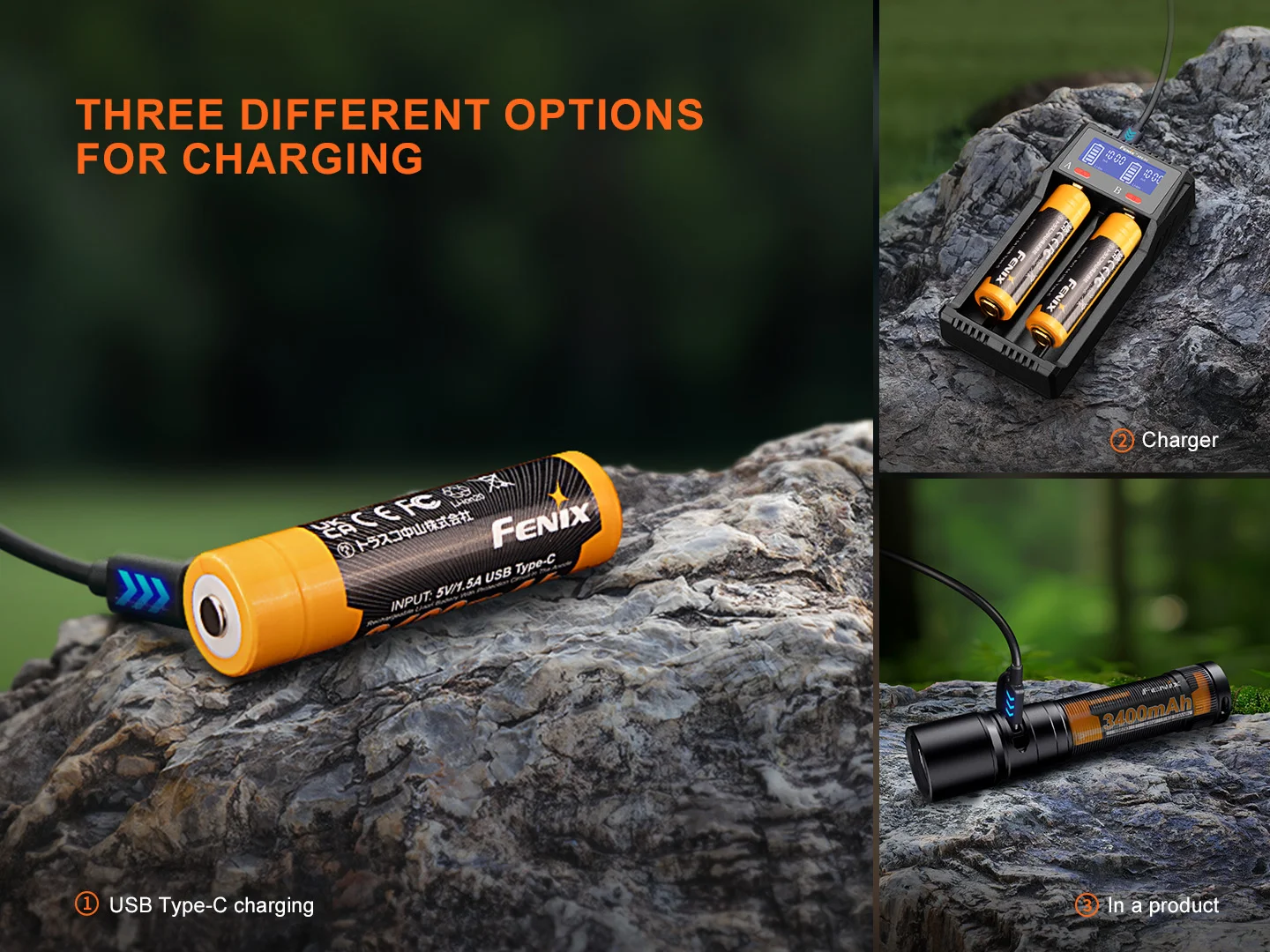 Fenix 18650 3.6V 3400mAh Li-ion USB Rechargeable Battery (ARB-L18-3400U V3.0)