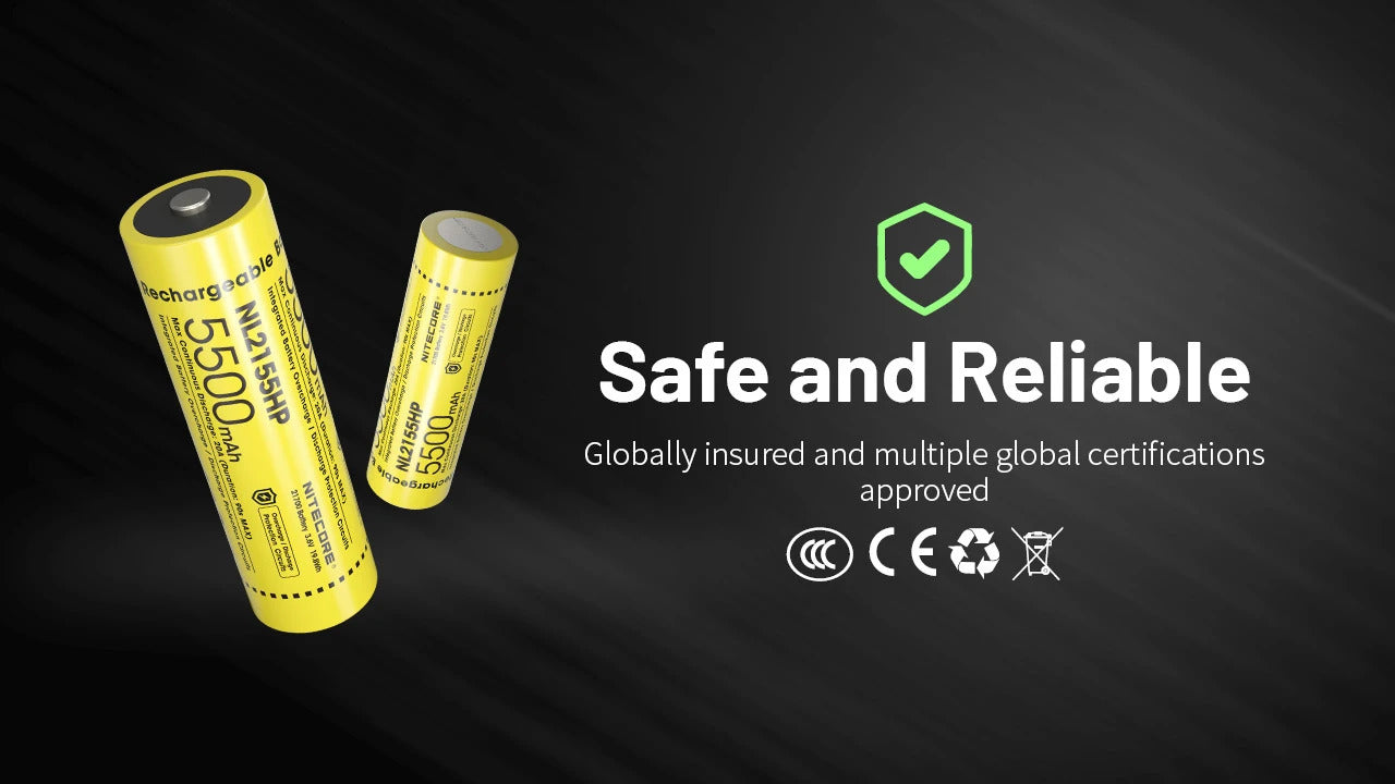 Nitecore 21700 5500mAh 20A 3.6V Rechargeable Protected Li-ion Battery NL2155HP