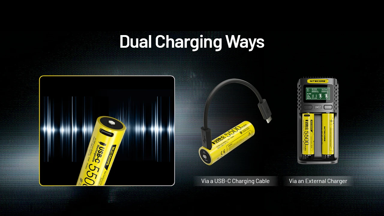 Nitecore 21700 5500mAh 20A 3.6V USB-C Rechargeable Li-ion Battery NL2155HPR