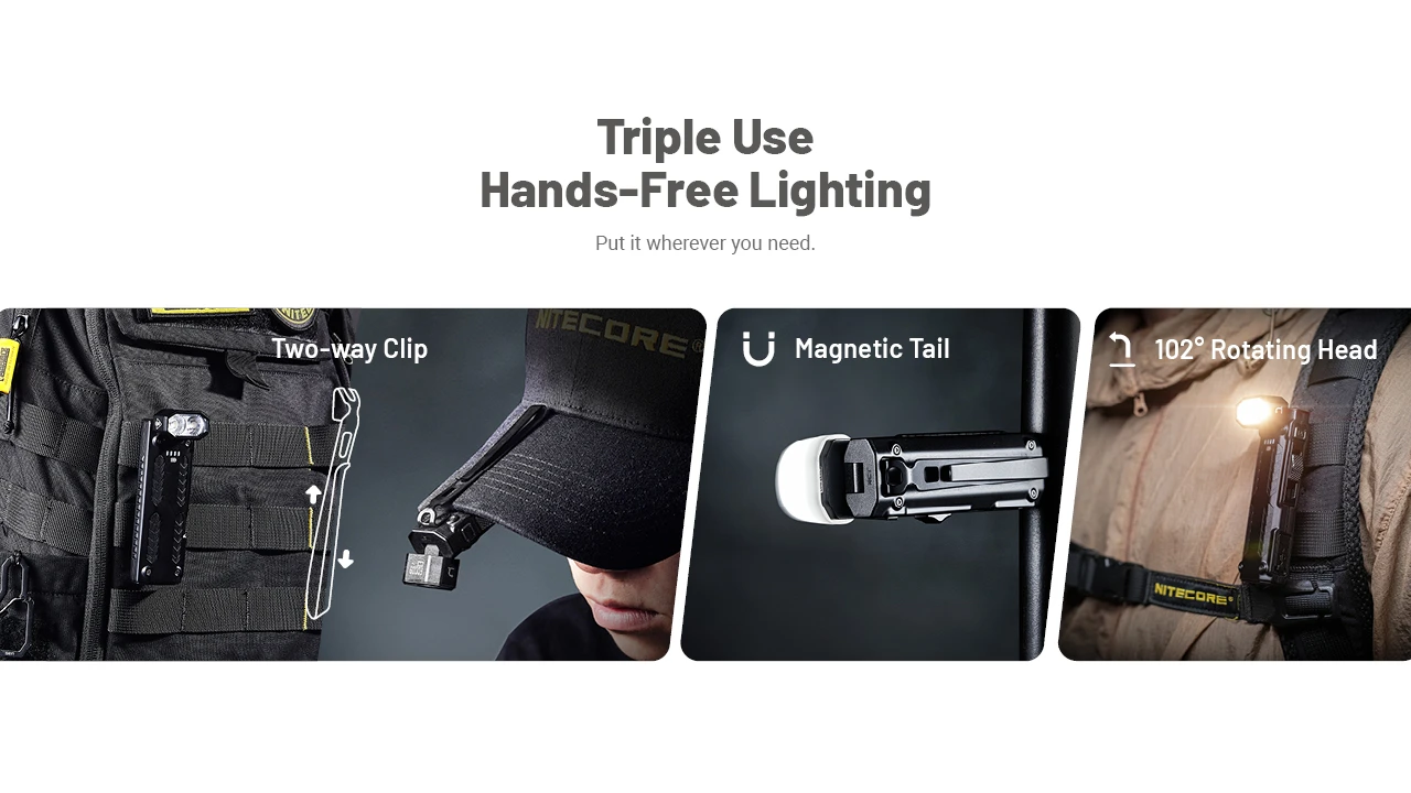 Nitecore EDC09 MCT UHE LED 1600L High CRI Three Color Temperatures Adjustable Angle EDC Flashlight