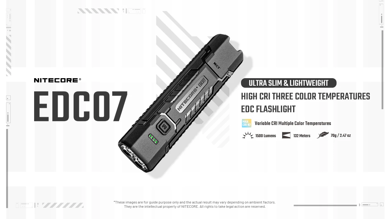 Nitecore EDC07 MCT UHE LED 1500L High CRI Three Color Temperatures EDC Flashlight