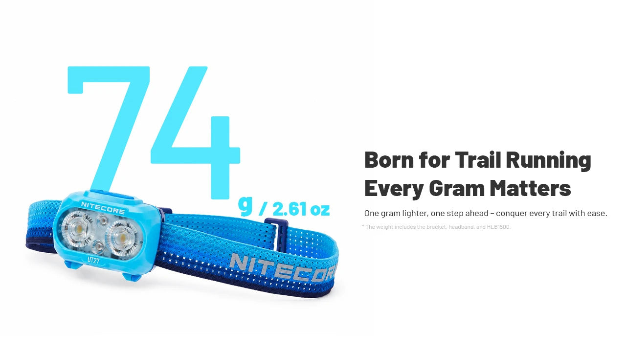 Nitecore UT27 MB (Blue) 800L Four Light Sources Lightweight Trail Running Headlamp (1 x HLB1500)