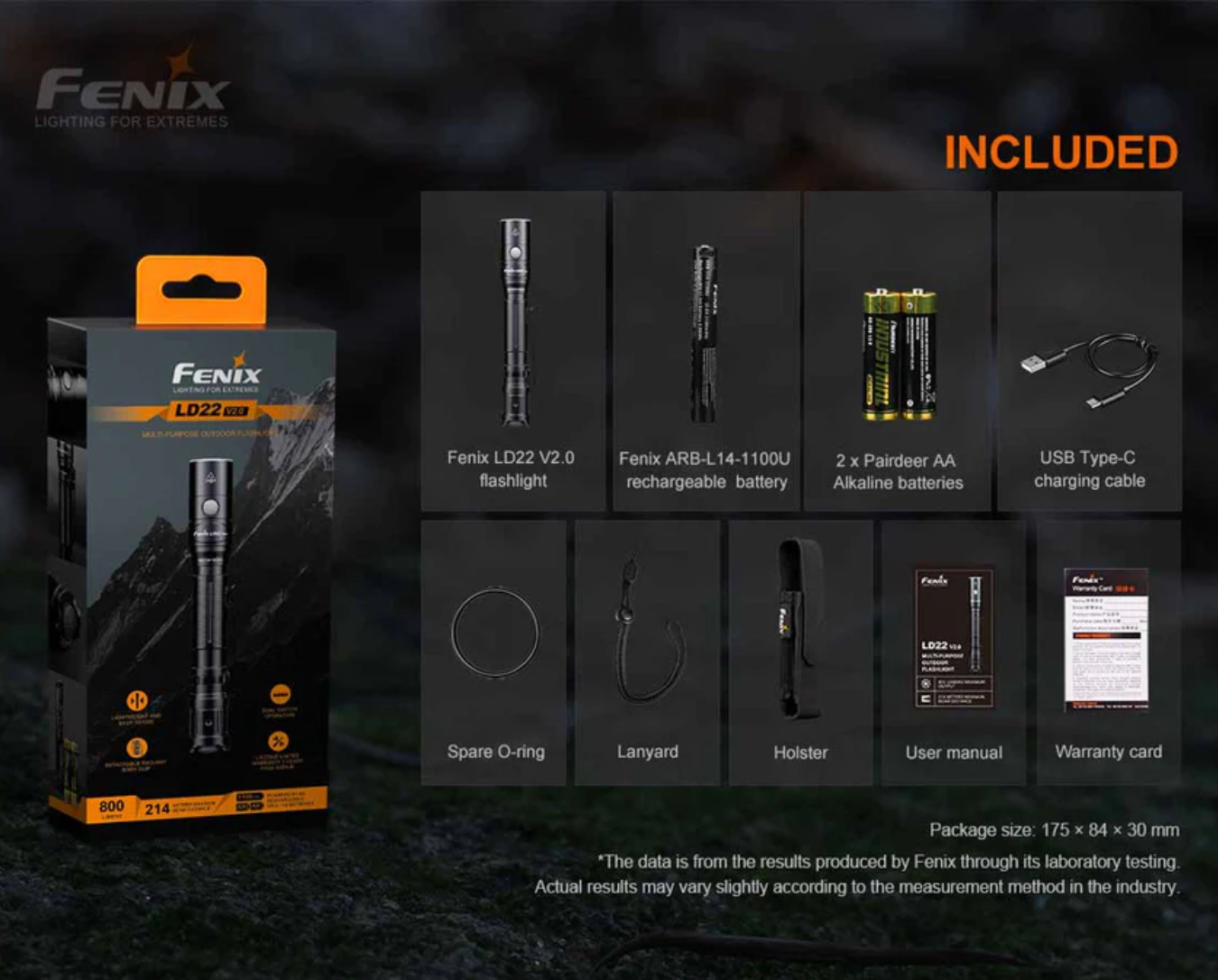 Fenix LD22 V2.0 Luminus SST20 WXS LED 800L Rechargeable Flashlight