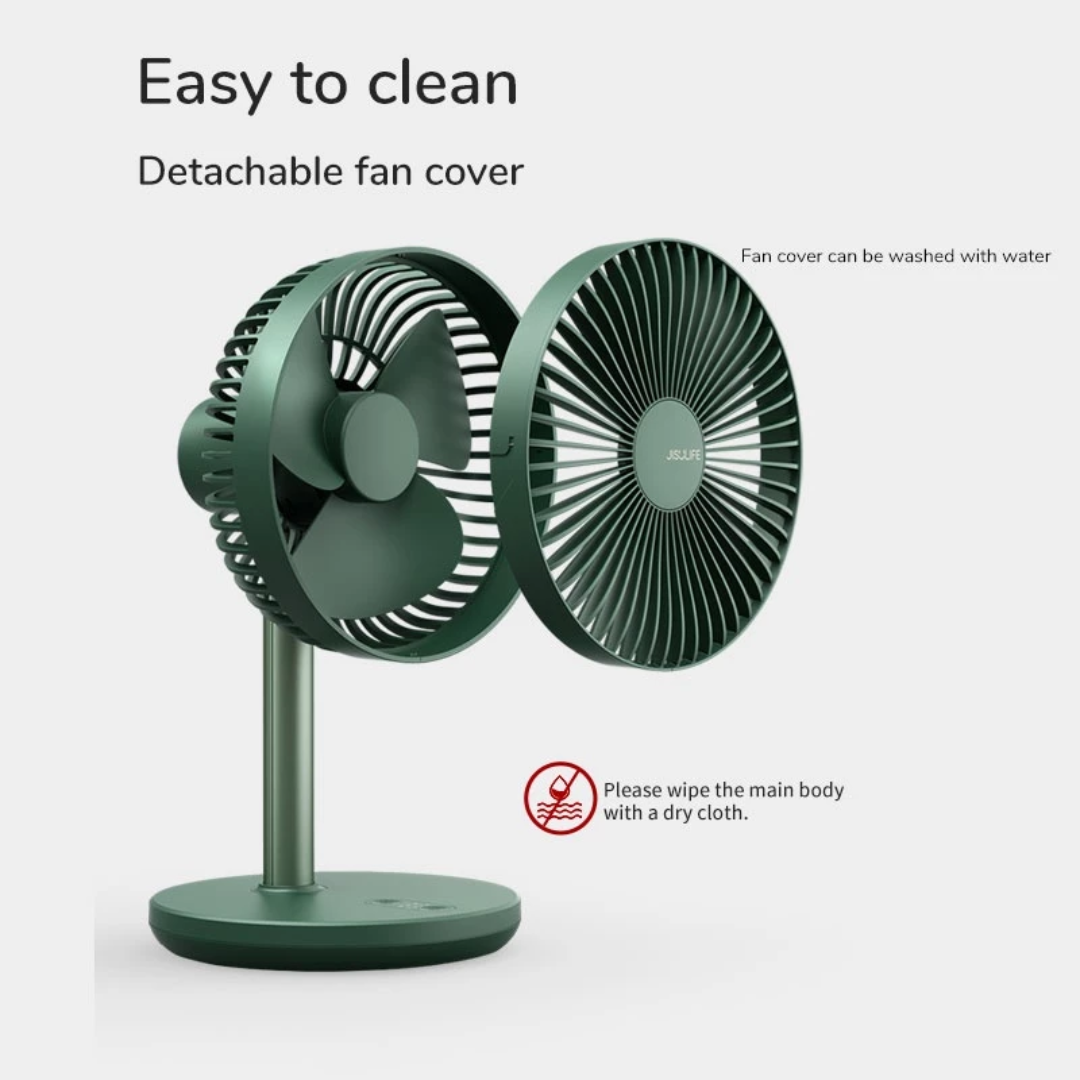 JISULIFE Rechargeable Fan Table USB Stand Portable Oscillating Extendable Fan (8000mAh)