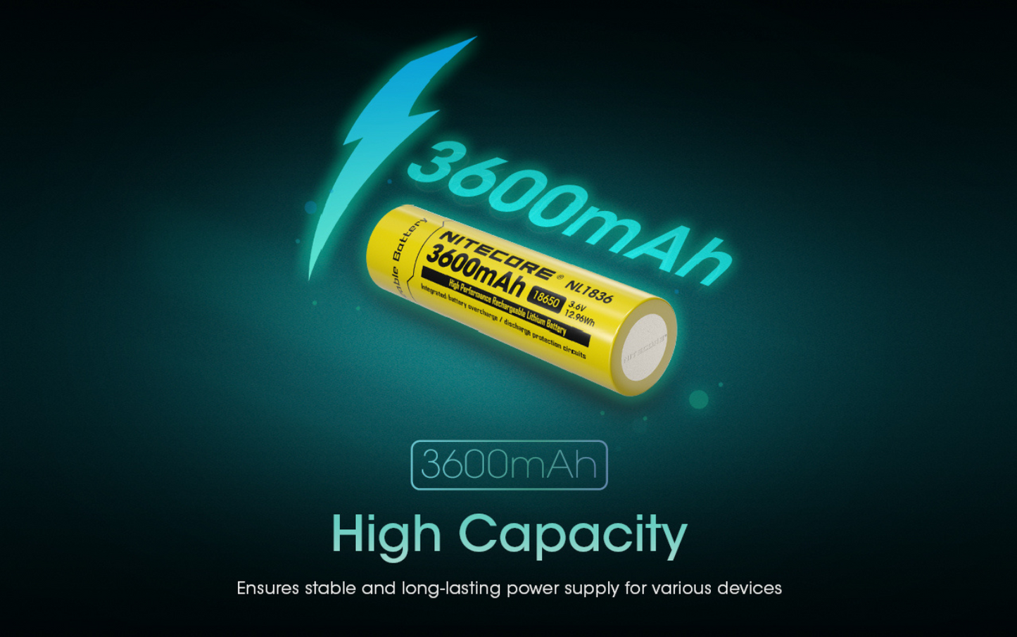 Nitecore 18650 3600mAh Rechargeable Li-ion Battery NL1836