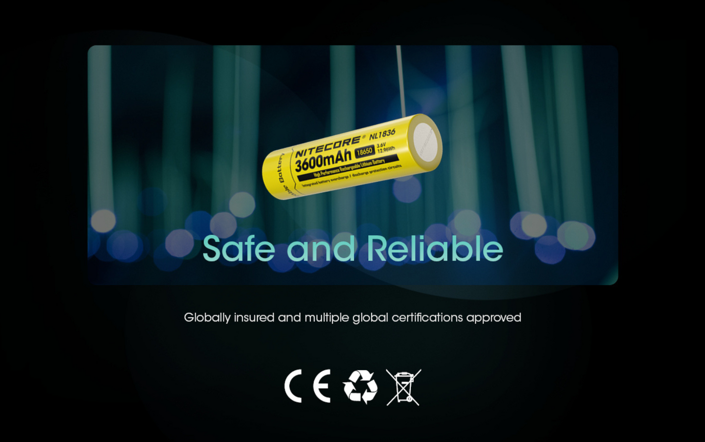 Nitecore 18650 3600mAh Rechargeable Li-ion Battery NL1836