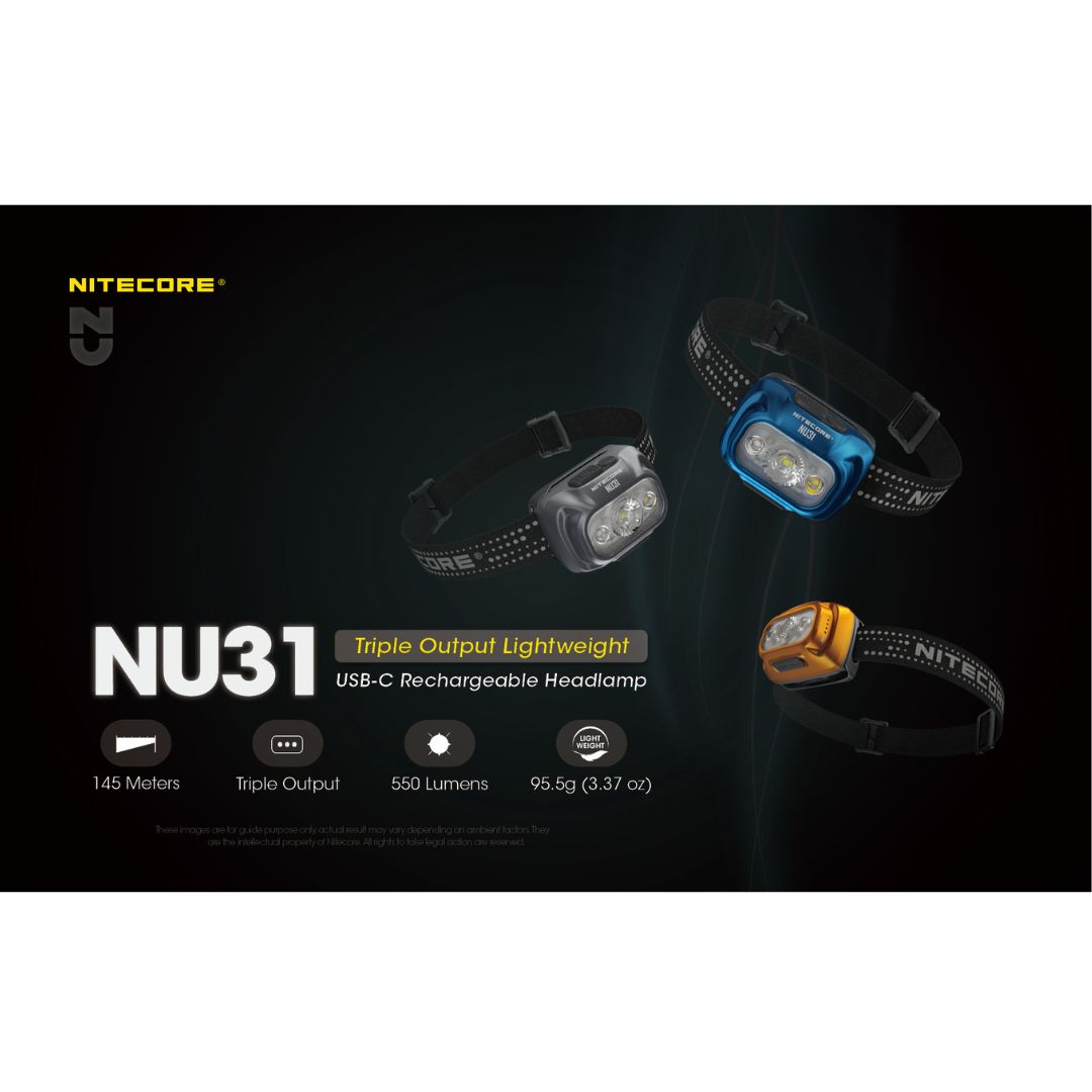Nitecore NU31 550L LED Triple Output Lightweight USB-C Rechargeable Headlamp
