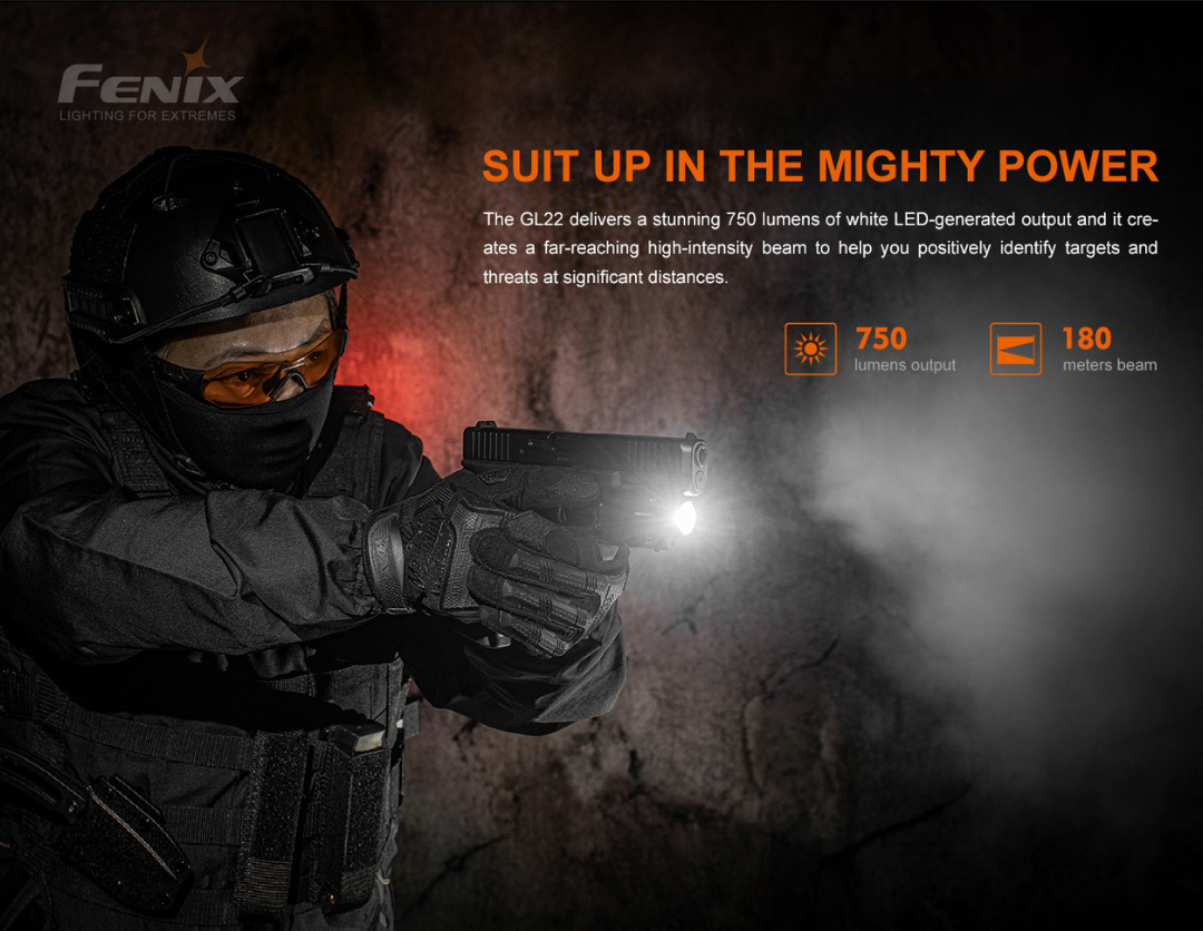 Fenix GL22 750 Lumens Cool White With Red Laser Tactical Light