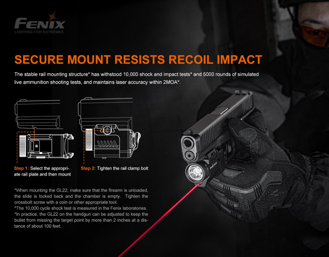 Fenix GL22 750 Lumens Cool White With Red Laser Tactical Light