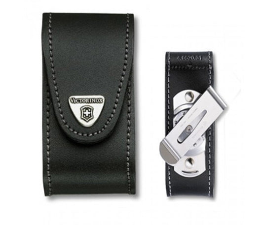 Victorinox Leather Pouch Black 5-8 Layers w Rotating Clip 4.0521.31
