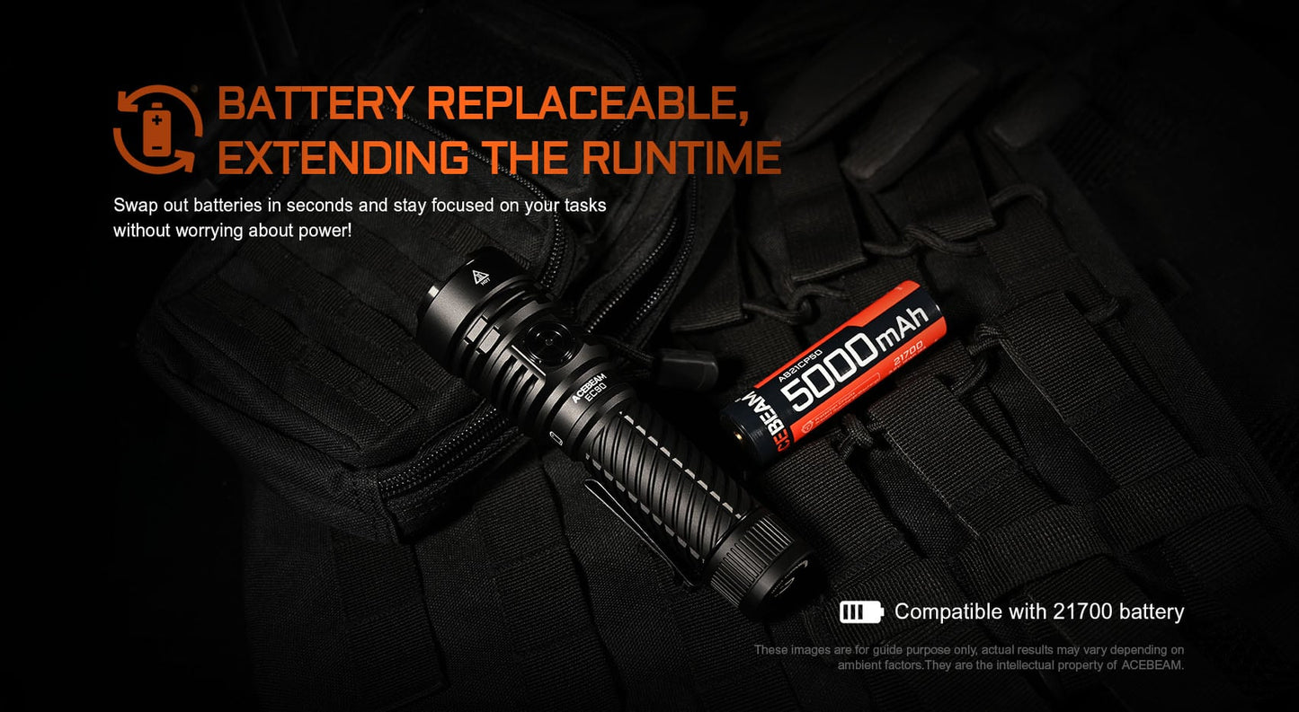 Acebeam EC90 Luminus SFT-90X LED 4300L CW Rechargeable Flashlight