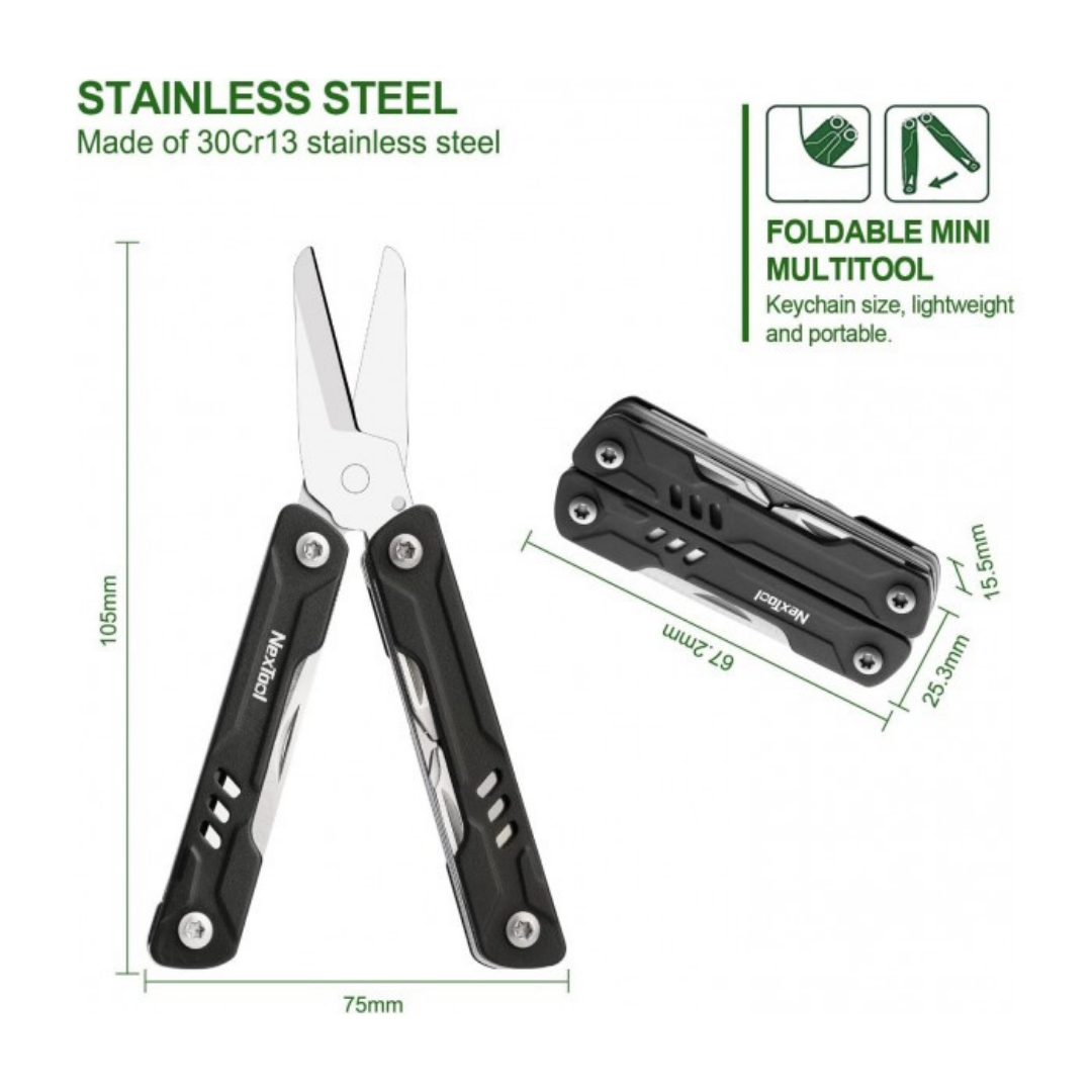 NexTool 9-in-1 Mini Sailor (Scissors Version) NE20237 EDC Steel Pliers Knife Scissors Multifunctional Multitool