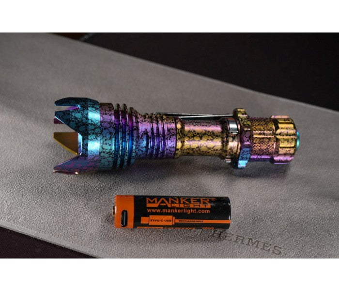 Manker Striker Mini Color Ti TITANIUM NEBULA (SKULL) Osram KW CSLNM1.TG LED 635L Rechargeable Pocket Tactical Flashlight