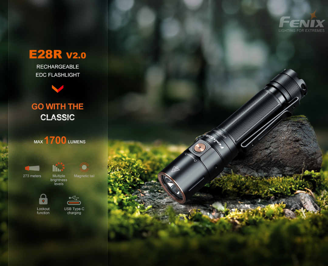 Fenix E28R V2.0 Luminus SST40 LED CW 1700L Rechargeable Flashlight