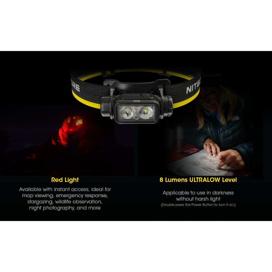 Nitecore NU40 1000 Lumens CW Spotlight + Floodlight Rechargeable Headlamp