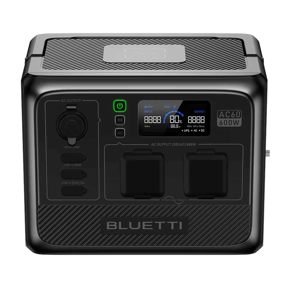 BLUETTI AC60 Portable Power Station 403Wh LiFePO4 Battery Surge AC Solar Generator (600W/1200W)