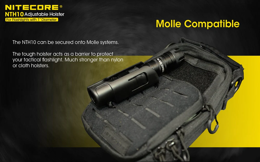 Nitecore NTH10 Rigid Hard Tactical Flashlight Holster with Adjustable Belt Clip