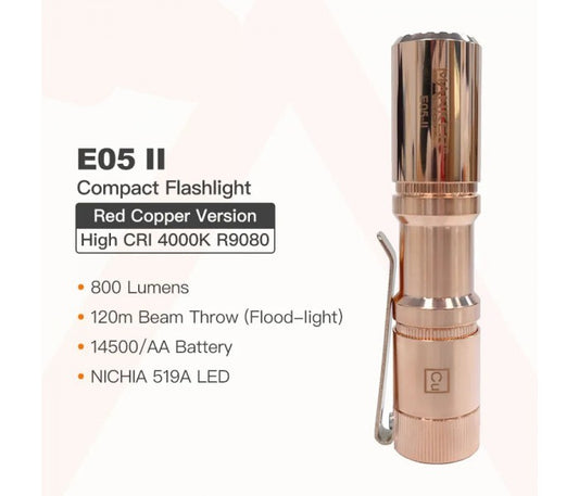 Manker E05 II Cu NW COPPER Neutral White LED 800L Rechargeable EDC Flashlight