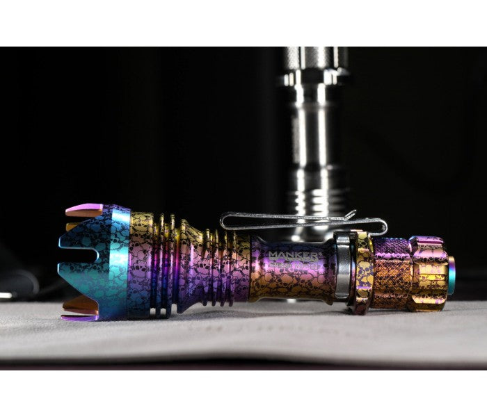 Manker Striker Mini Color Ti TITANIUM NEBULA (SKULL) Osram KW CSLNM1.TG LED 635L Rechargeable Pocket Tactical Flashlight