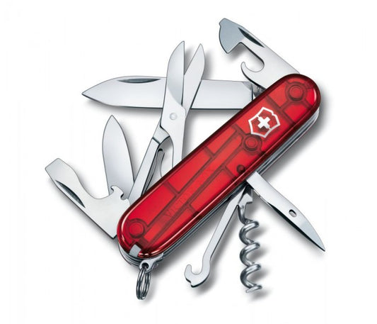 Victorinox Climber Translucent Red Multitool Pocket Knife 1.3703.TB1