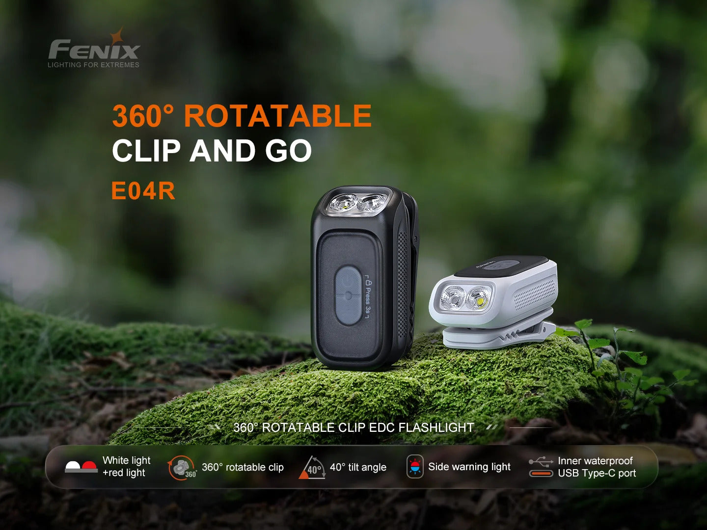 Fenix E04R Clip-On 300L LED Flashlight