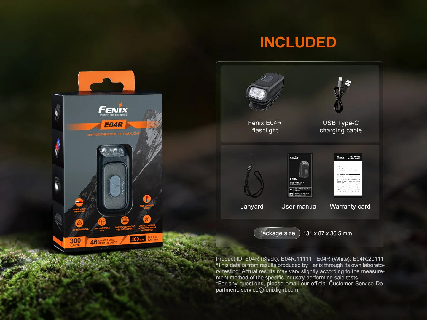 Fenix E04R Clip-On 300L LED Flashlight