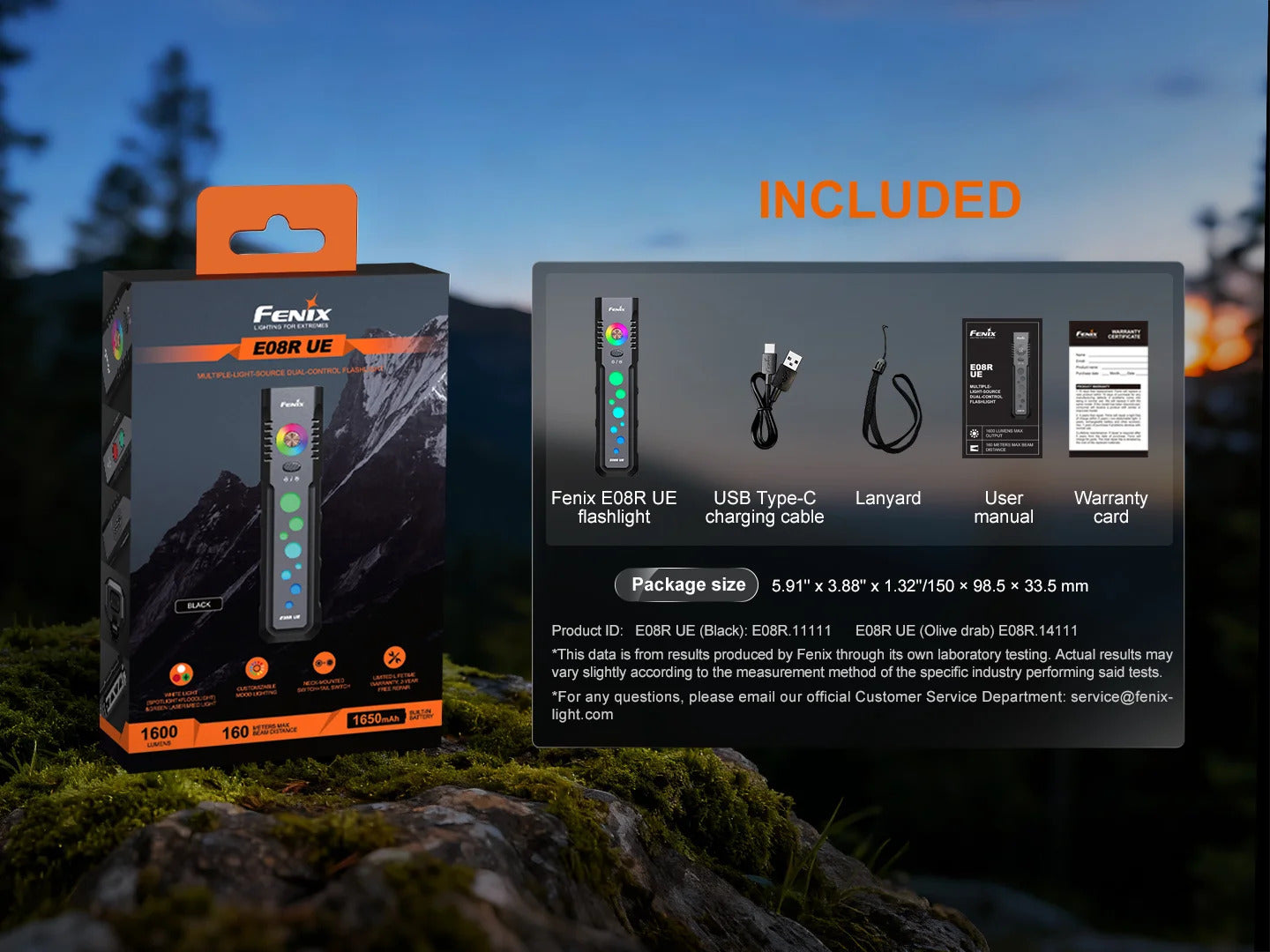 Fenix E08R UE Luminus SST20 LED Rechargeable Flashlight