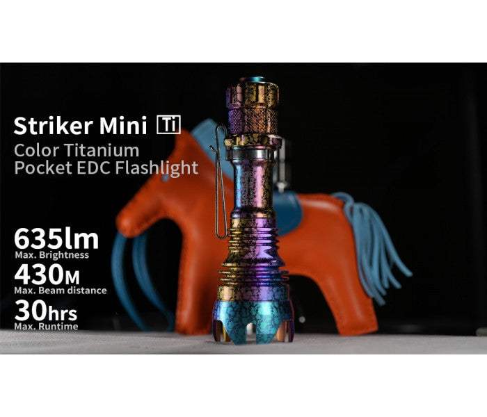 Manker Striker Mini Color Ti TITANIUM NEBULA (SKULL) Osram KW CSLNM1.TG LED 635L Rechargeable Pocket Tactical Flashlight