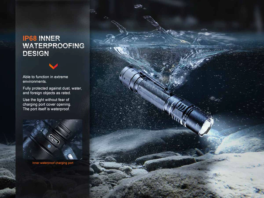 Fenix PD36R Pro 2800L Rechargeable Flashlight + Fenix E03R V2.0 Keychain Flashlight