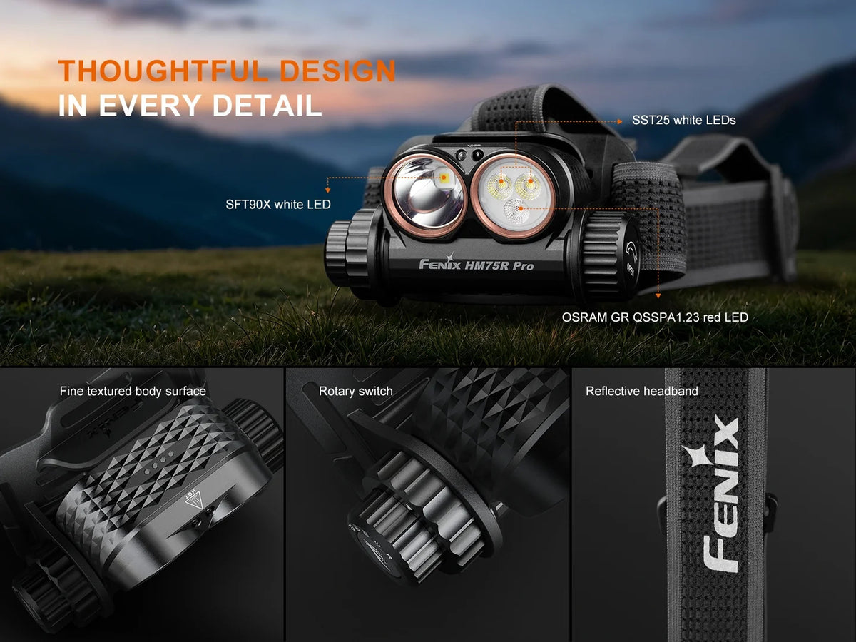 Fenix HM75R Pro MAGNESIUM MULTI-LED HEADLAMP 3500 Lumens