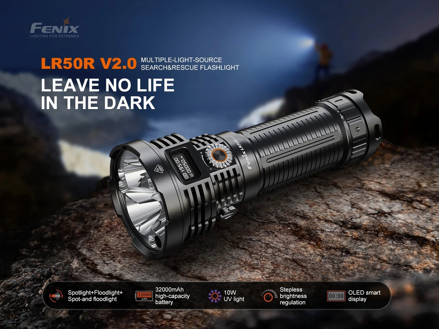 Fenix LR50R V2.0 Luminus SST70 LED 18000L Rechargeable Flashlight
