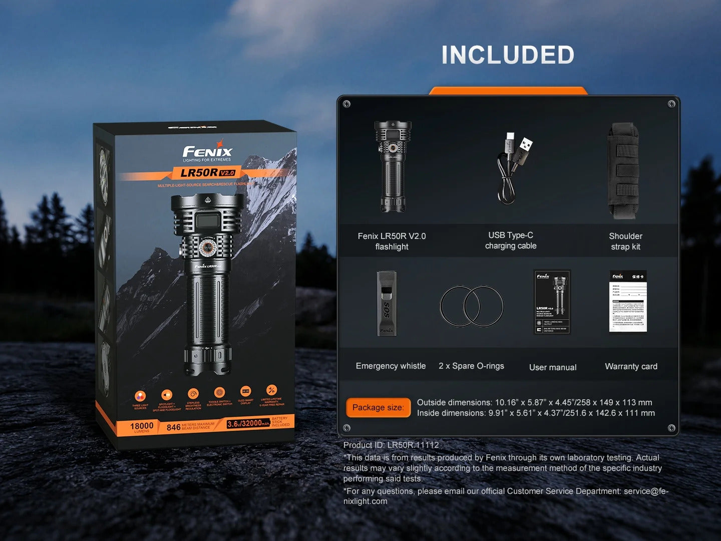 Fenix LR50R V2.0 Luminus SST70 LED 18000L Rechargeable Flashlight